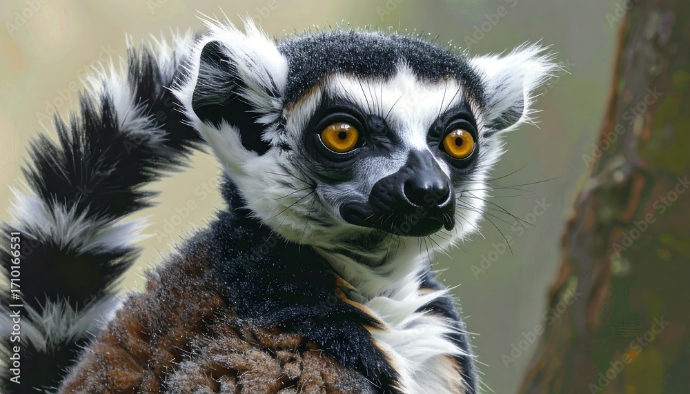 Obraz premium Close-up portrait of a lemur