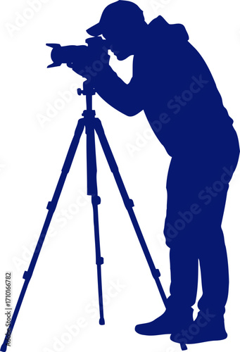 photographers silhouette a tripods steady gaze, capturing timeless moments, isolated on transparent background