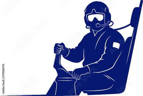 pilots focused determination a navy blue silhouette of flight control, isolated on transparent background