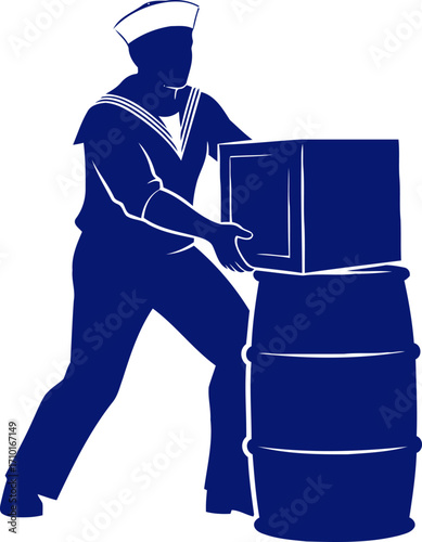 sailors silhouette a navy blue icon of strength and reliable delivery, isolated on transparent background