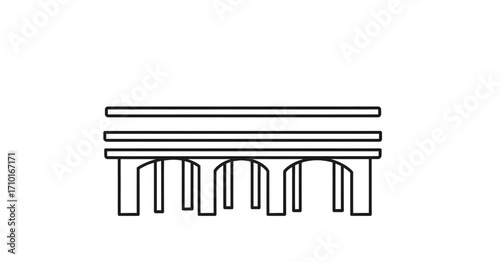 Vector graphic icon of a classic architectural bridge or ancient Roman aqueduct, simple line art symbol