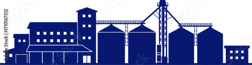 silhouetted grain silo complex a symbol of agricultural abundance, isolated on transparent background