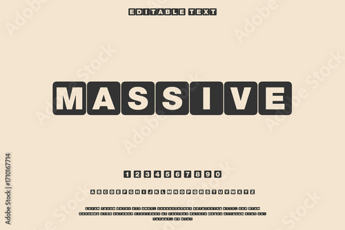 Retro style word massive in vintage letter tiles on a muted background