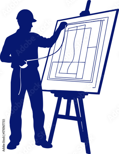 the architects blueprint vision a navy blue silhouette of design and innovation, isolated on transparent background