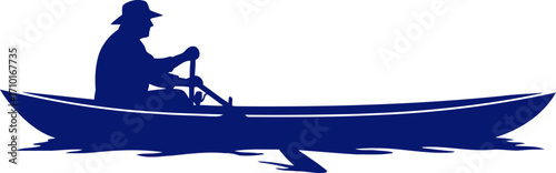 solitudes embrace a lone rower finds peace on tranquil waters, isolated on transparent background