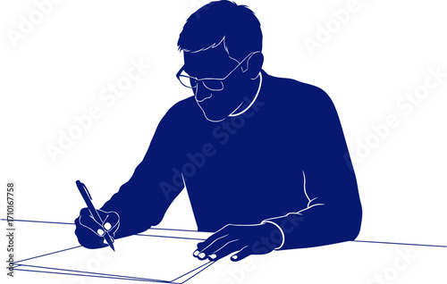 the authors focused hand crafting prose, shaping narratives, and weaving literary worlds, isolated on transparent background