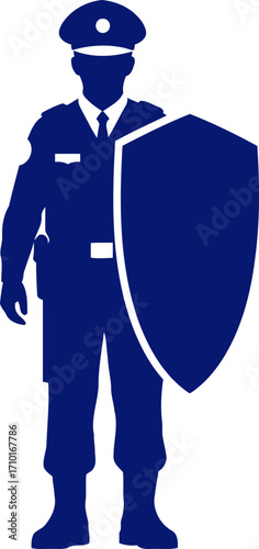 the blue defender a silhouette of security, duty, and public service, isolated on transparent background