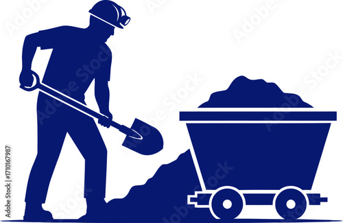 the coal miners silent strength a navy silhouette of unwavering dedication, isolated on transparent background
