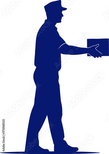 the delivery promise a navy blue silhouette of reliable service, isolated on transparent background