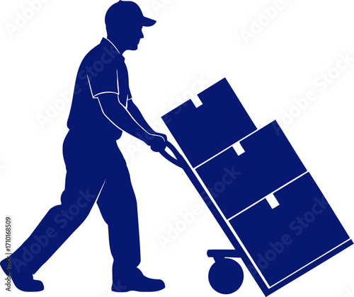 the delivery worker a silhouette of effortless efficiency and reliable service, isolated on transparent background
