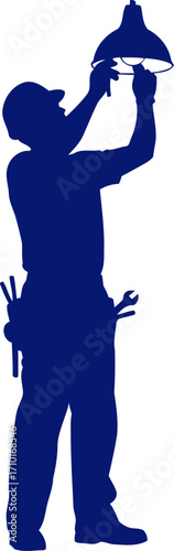 the electricians focused expertise a navy blue silhouette of skill and precision, isolated on transparent background