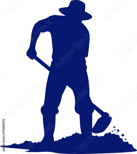 the farmers diligence a timeless silhouette of rural labor, isolated on transparent background