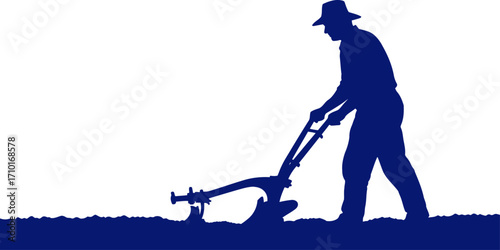 the farmers diligence a timeless silhouette of rural labor, isolated on transparent background