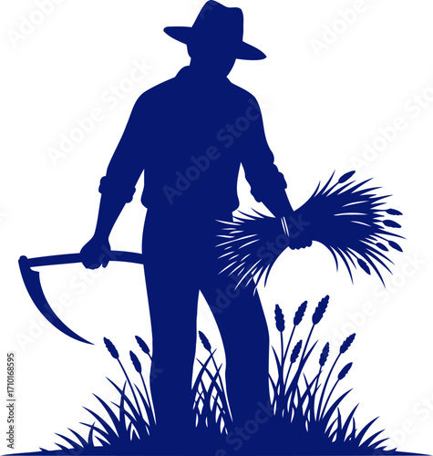 the farmers harvest a silhouette of rural abundance and tranquility, isolated on transparent background