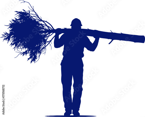 the lumberjacks burden a silhouette of strength and winters harvest, isolated on transparent background