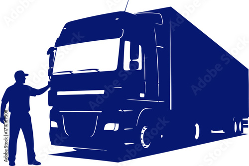 truckers silent vigil awaiting the open roads call, isolated on transparent background