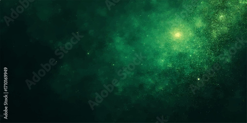 Abstract green light background with floating particles and soft textured design