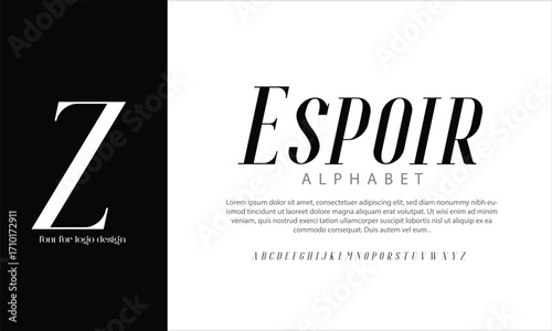 Espoir Serif Italic vector alphabet font for logo design
