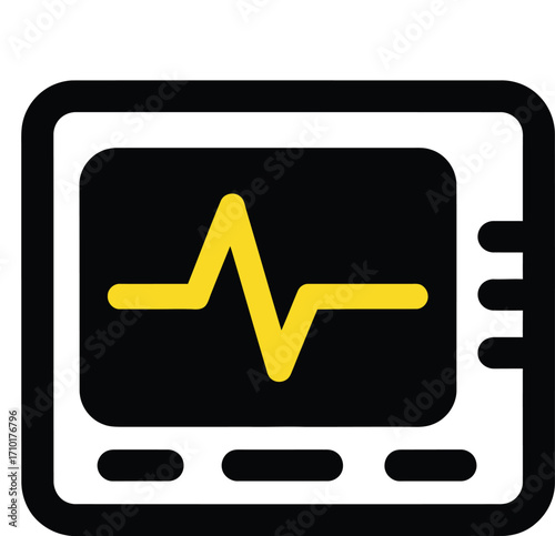 Medical monitor displaying a heartbeat ekg waveform