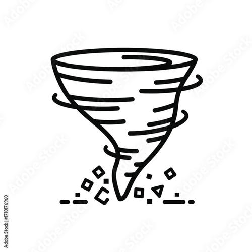 Illustrative Depiction of a Destructive Tornado Cyclone Isolated on a White Background
