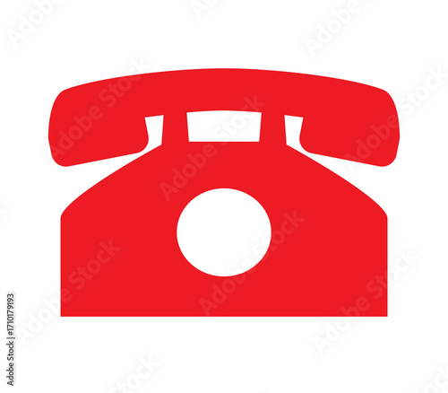 Retro Telephone Icon Red Classic Landline Phone Silhouette Call Contact Hotline Symbol Communication Sign Vector PNG Transparent Background Vintage Old Style Phone Logo Design Clipart