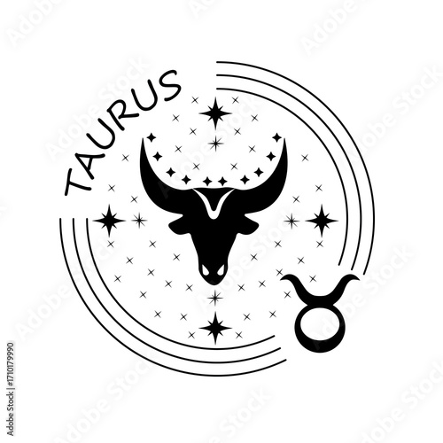 Vector illustration of Taurus zodiac sign with constellation, representing astrology and horoscope symbols, isolated on white background for versatile use