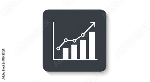 A graph icon with a long shadow for digital design, illustration, visual communication, or stock photography