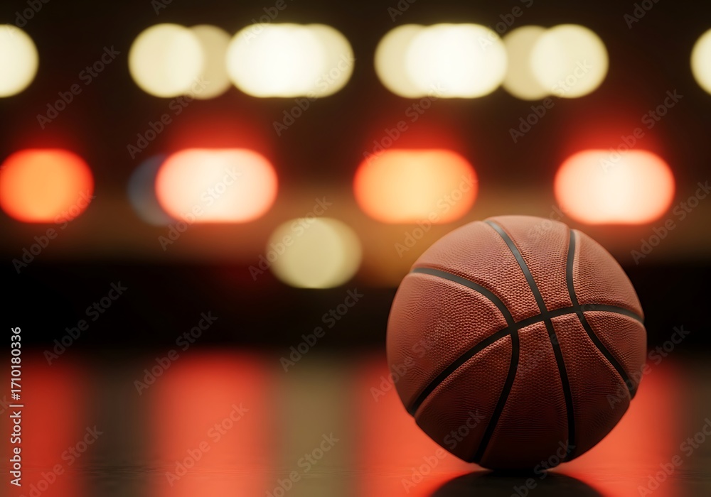 Obraz premium Basketball ball with dark background and striking color contrast tones
