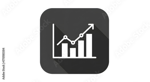 A graph graph icon with a long shadow for digital design, illustration, visual communication, or stock photography