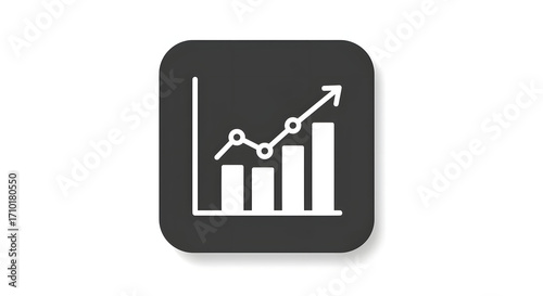 A graph icon with a bar chart for digital design, illustration, visual communication, or stock photography