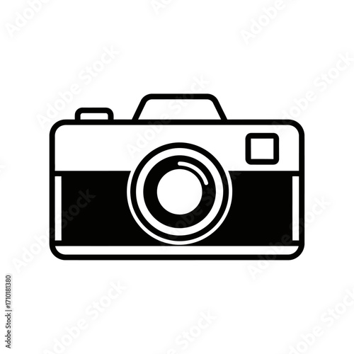 Camera Icon Simple Black and White Photography Symbol