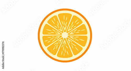 Minimalist vector illustration of a fresh orange slice, a simple circular citrus fruit icon isolated on a white background for logos and web design