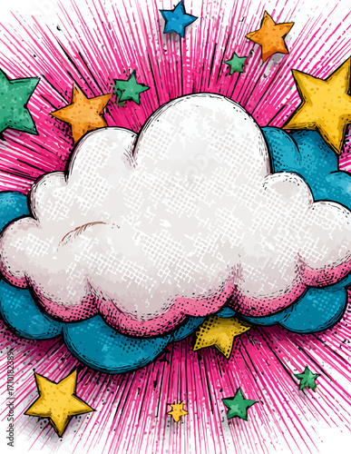 Abstrakte Vektorwolke mit leuchtenden Farben und Comic-Stil