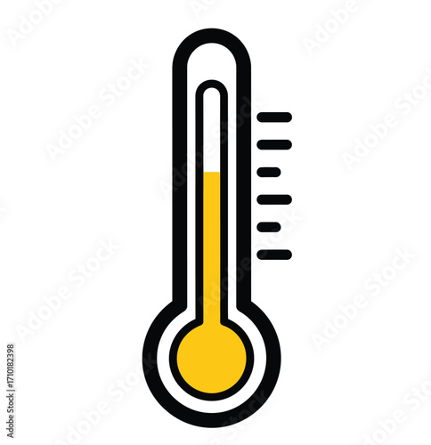 Simple icon of a thermometer showing a moderate temperature
