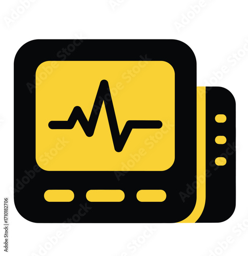 Medical monitor displaying heartbeat ekg waveform icon