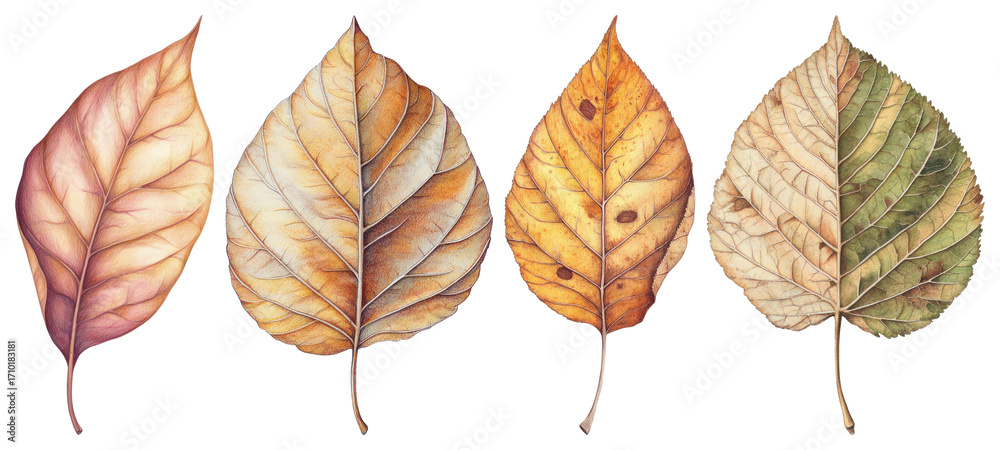 Fototapeta premium Colorful autumn leaves illustration
