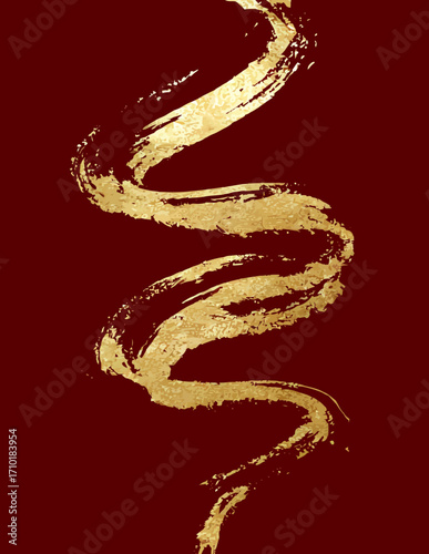 Goldene, geschwungene Linie auf rotem Hintergrund