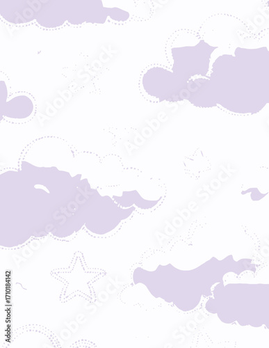 Nahtloses Vektor-Muster: Zarte, violette Wolkenformationen