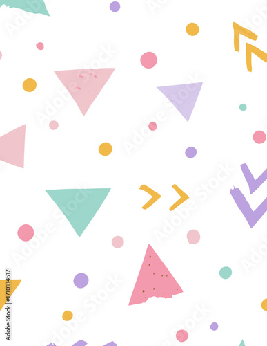 Pastellfarbenes nahtloses geometrisches Muster mit Dreiecken und Punkten