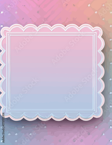 Vektor-Rahmen: Rechteckig, Weiß, Pastell-Farbverlauf, Scalloped-Rand