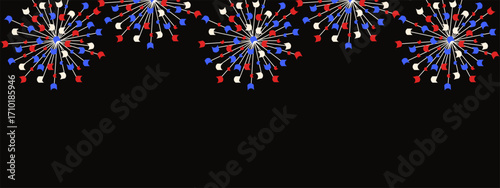4th of July Fireworks vector Frame template design. Vector illustration of holiday Firecracker Empty Frame for USA Independence Day banner background web discord design. EPS 10