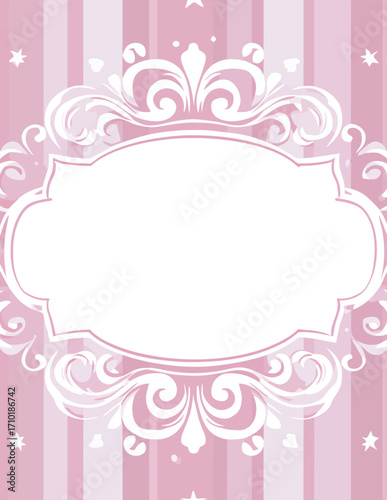 Pastellrosa und Weißer Vektorrahmen mit Ornament