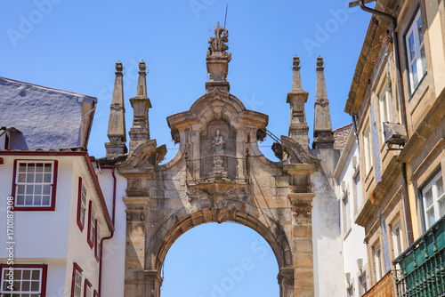 Close-up of the Arch of the new gate (Arco da Porta Nova)  in Braga - Portugal