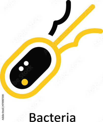 Stylized illustration of a bacterium with flagella