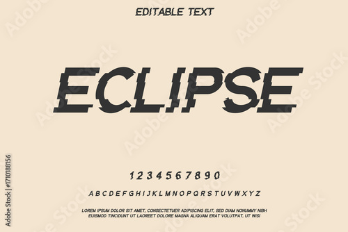 Eclipse font with numbers and letters on a beige background