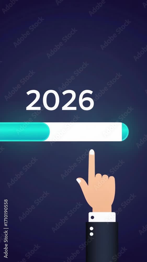 Progress and transition from 2025 to 2026 concept. A person pointing to ...