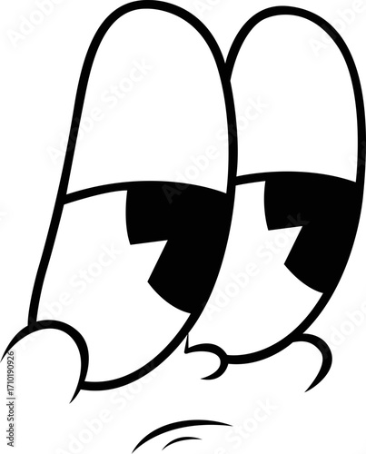 Disappointed and Bored Cartoon Face Outline