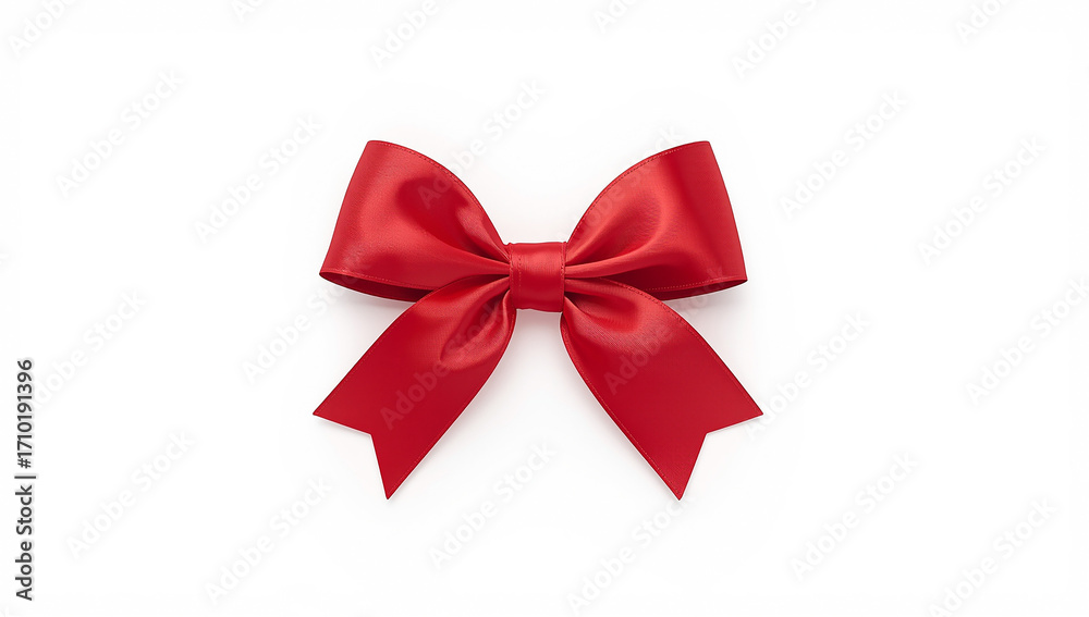 Fototapeta premium Red Satin Ribbon Bow Isolated on White Background
