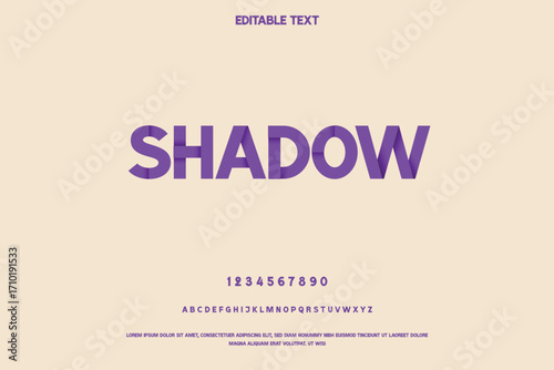 Purple shadow text and numbers on a light background