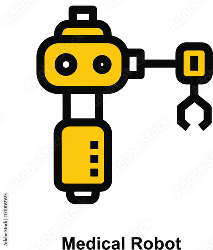 Modern medical robot arm icon for healthcare technology